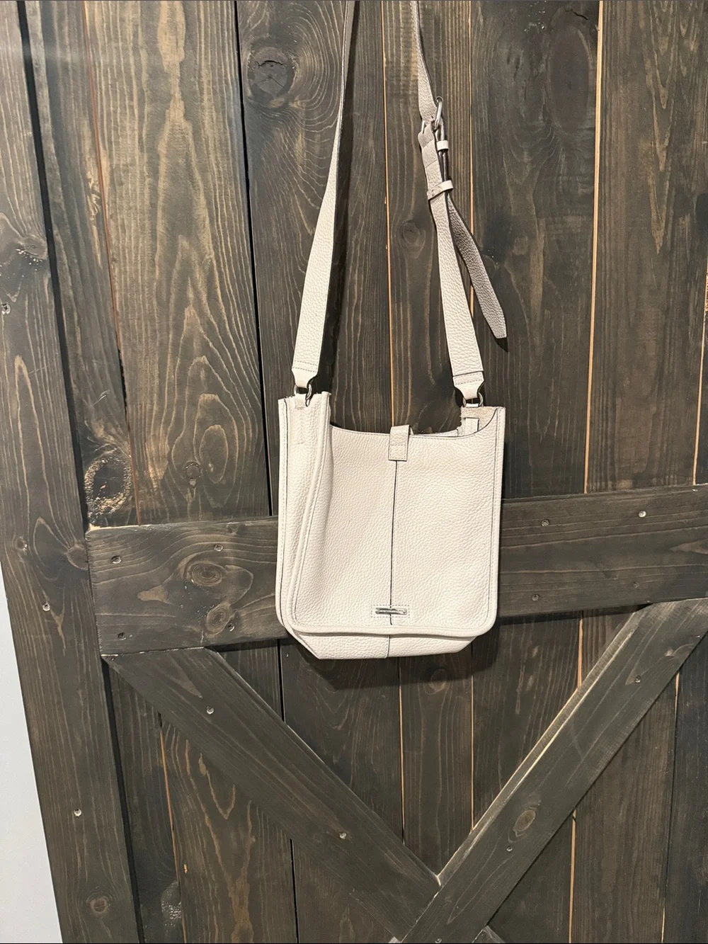 Rebecca Minkoff Pebbled Light Cream Crossbody Bag
